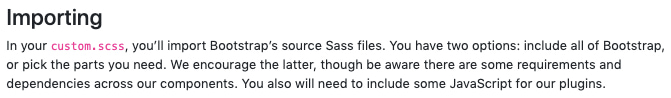 Recomendación para descargar solo partes de Bootstrap en la documentación