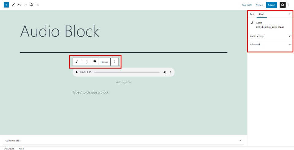 Configuración y opciones de bloqueo de audio