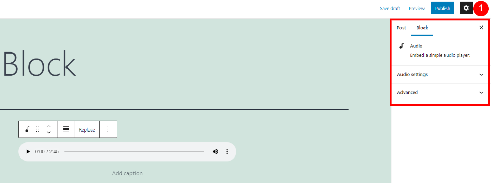 Configuración de la barra lateral de bloqueo de audio