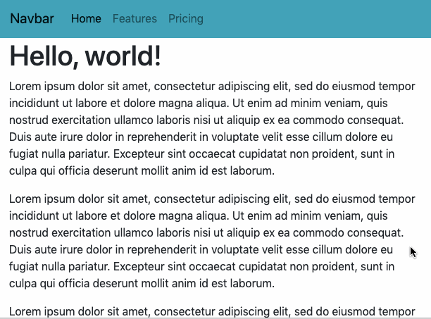 Un ejemplo de un elemento CSS Bootstrap estático