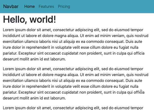 Un ejemplo de un elemento CSS de Bootstrap pegajoso