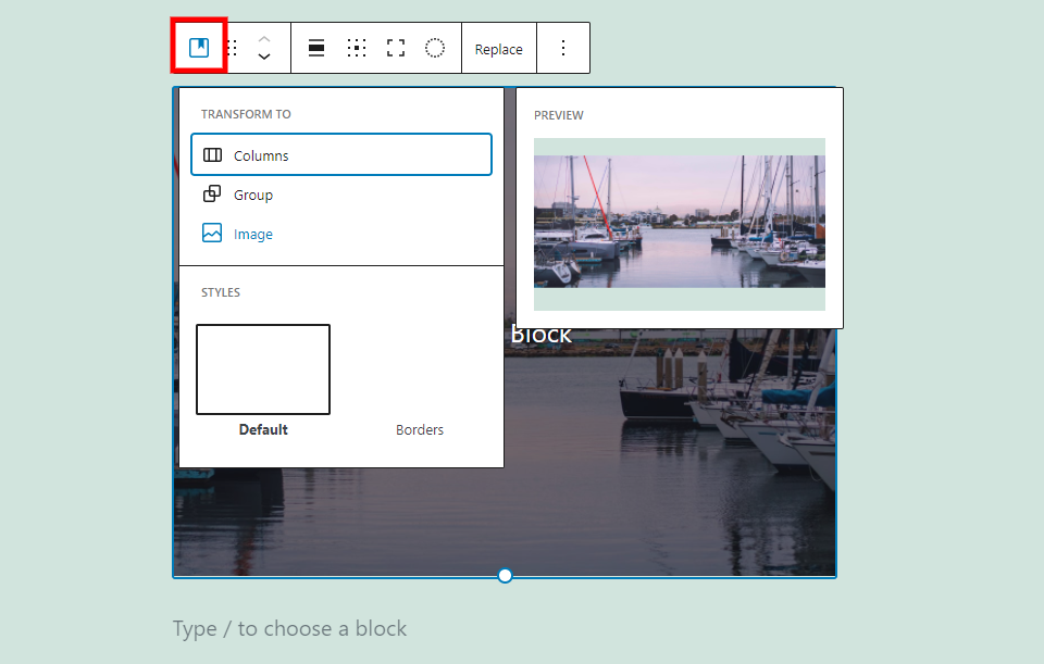 Cambiar el tipo o estilo del bloque de portada