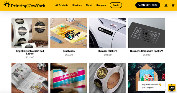 imprimiendo la página de inicio de una tienda de woocommerce en Nueva York