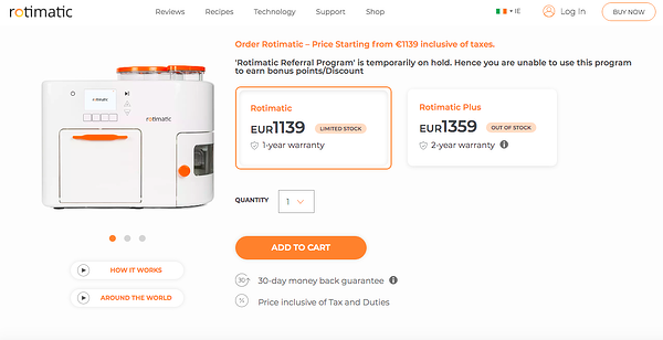 página de inicio de woocommerce rotimatic