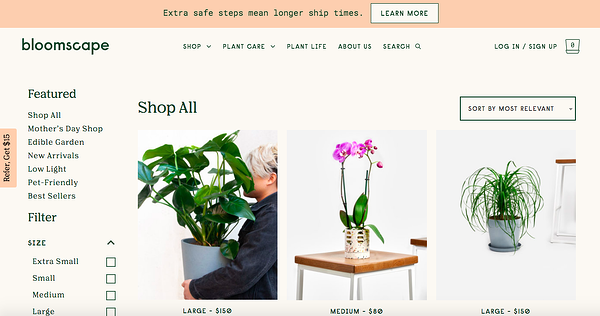Inicio de woocommerce bloomscape