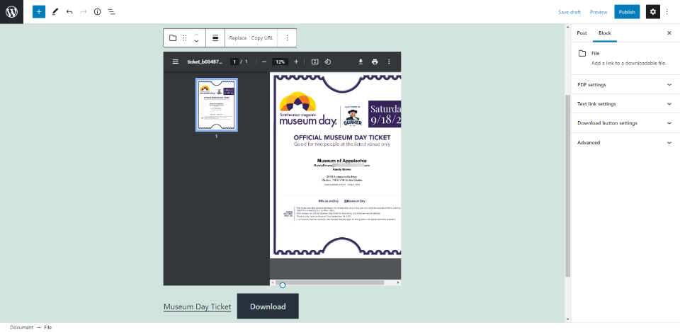 ¿Cómo agrego un bloque de archivos a una publicación o página?