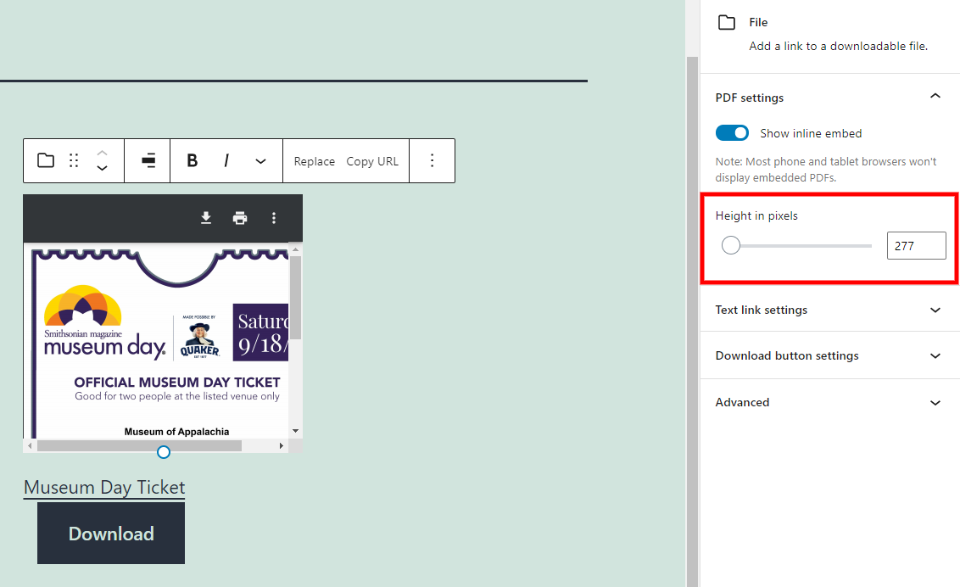 Configuración de archivos PDF