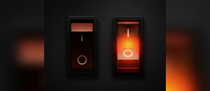Aplicación de interruptor de luz simple usando skeuomorphism.