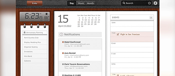 La aplicación de calendario utiliza el diseño skeuomorphism.