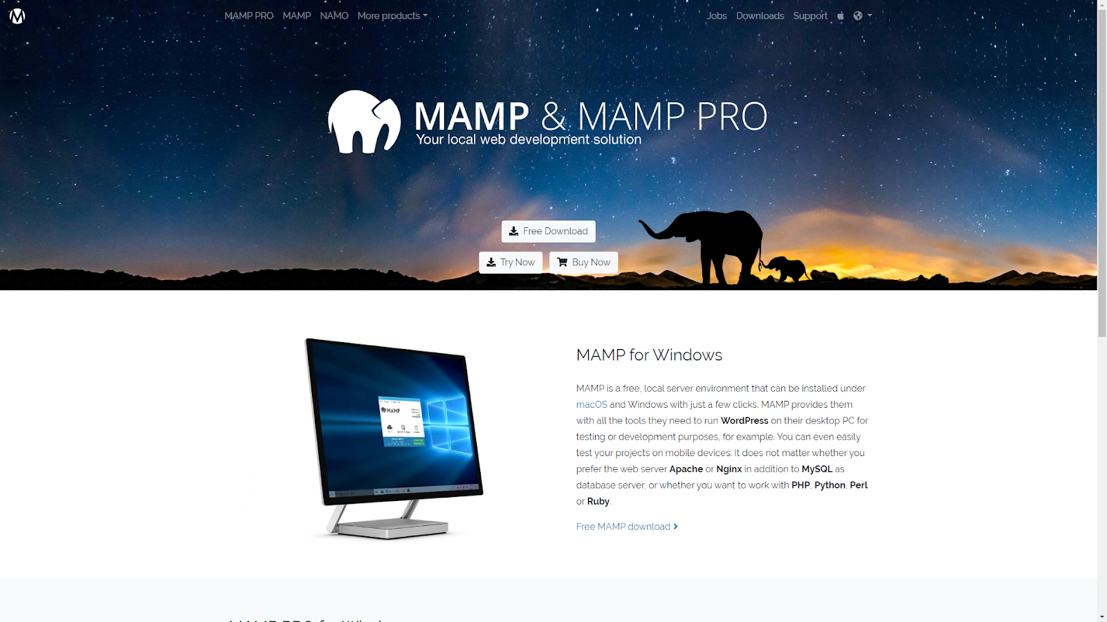 MAMP es un creador de sitios web local.
