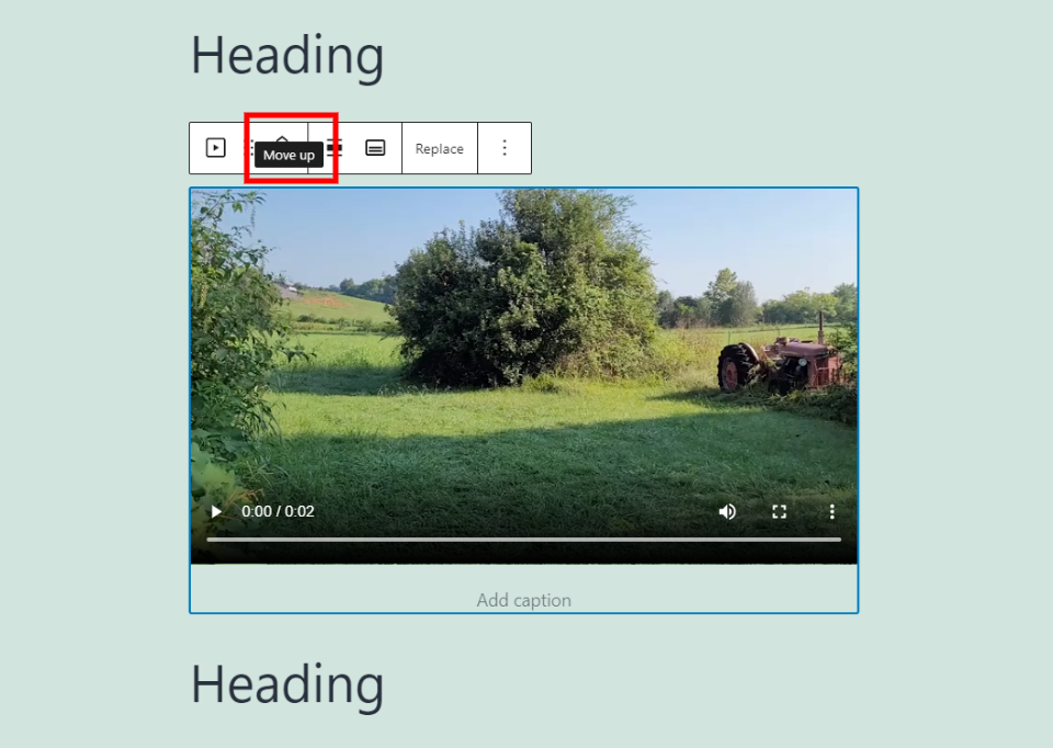 Mover el bloque de video