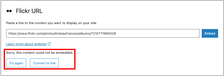 Mensaje de error.