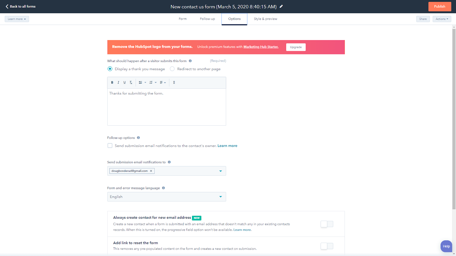 Cómo crear una página de contacto en HubSpot