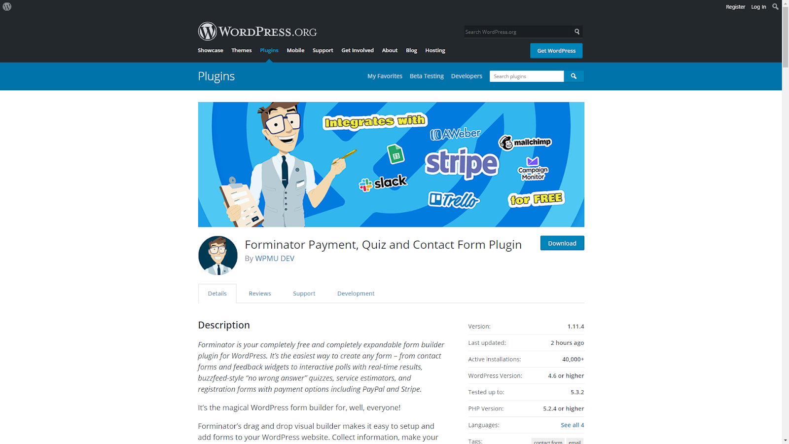 Plantilla de formulario de contacto del complemento WordPress Forminator