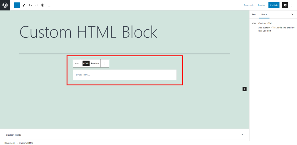¿Cómo agregar un bloque HTML personalizado a su publicación o página?