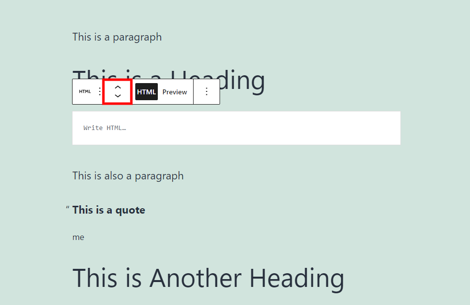 Mover un bloque HTML personalizado