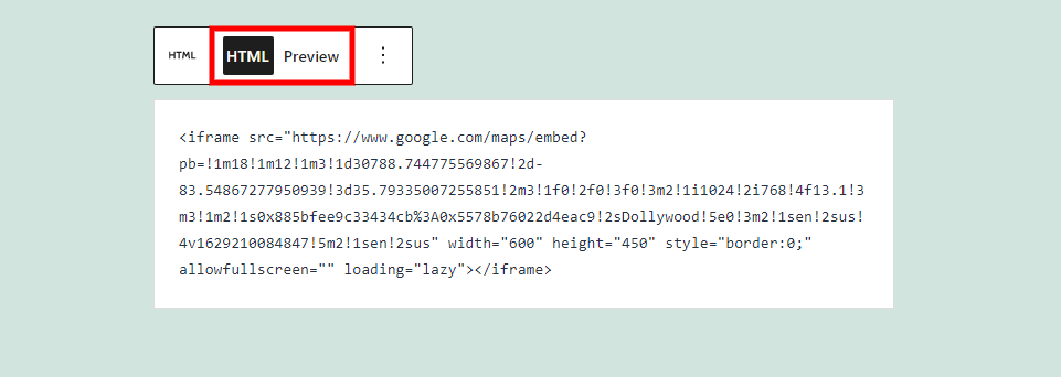 Bloque HTML HTML personalizado y vista previa