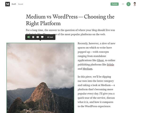 alinear una imagen en Medium Editor