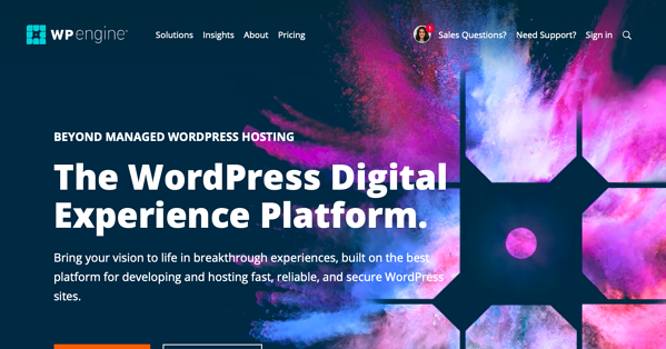 página de inicio de wpengine