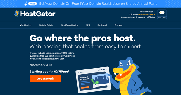 Afiliado de la página de inicio de hostgator