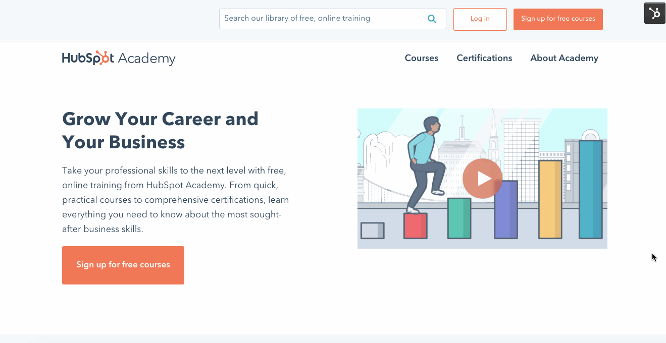 Rediseño centrado en UX de HubSpot Academy