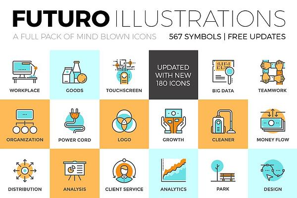 futuro ilustraciones iconos