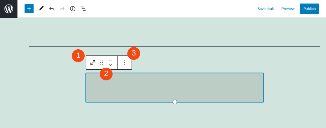 Barra de herramientas del bloque espaciador.