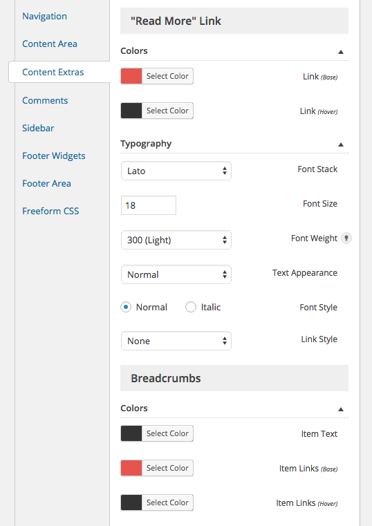 Configuración de contenido de la paleta de proyectos de Génesis