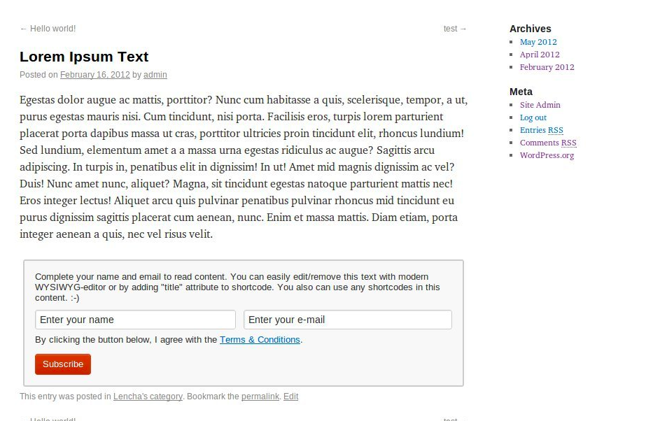 Bloquear contenido para WordPress