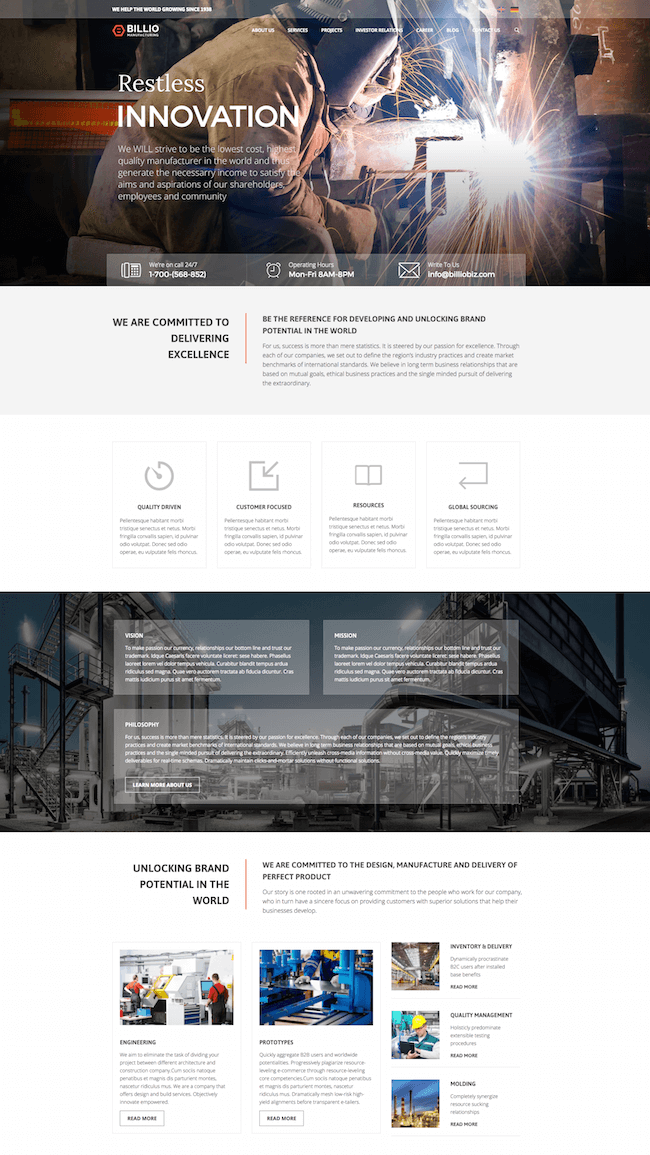 Tema Multifuncional Billio WordPress