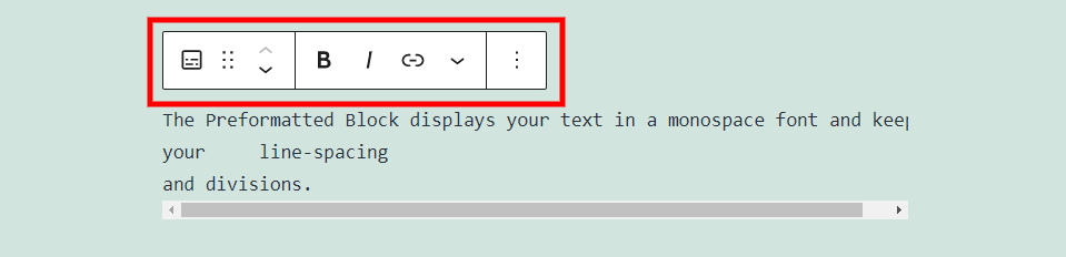 Configuración de la barra de herramientas de bloques con formato previo