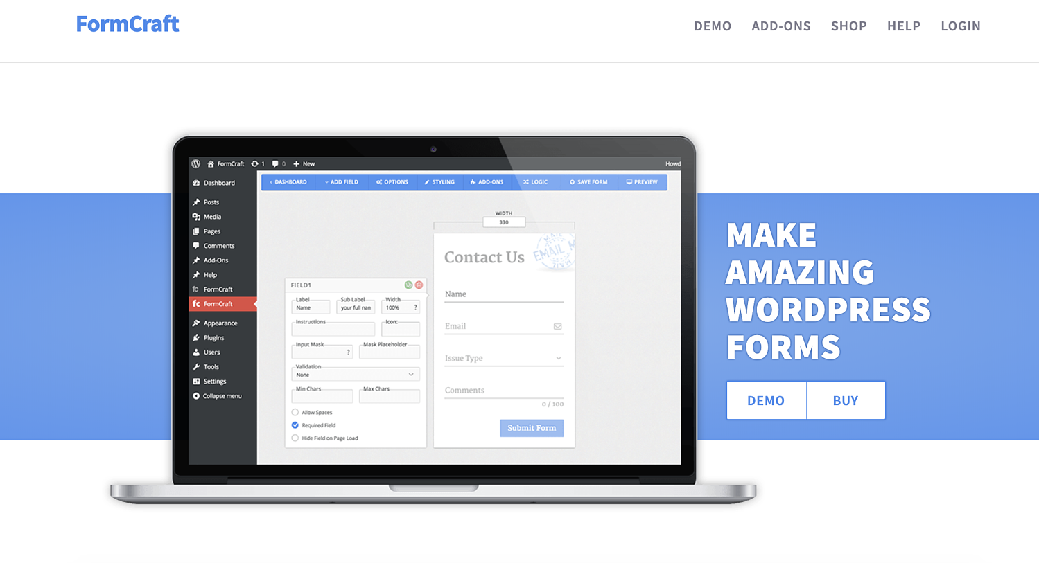 Complemento de formulario de contacto de wordpress de Formcraft