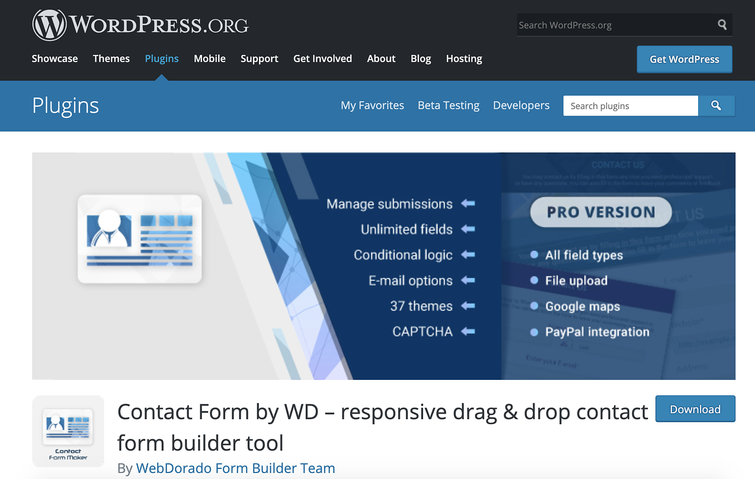 formulario de contacto usando el complemento de formulario de contacto de wd wordpress