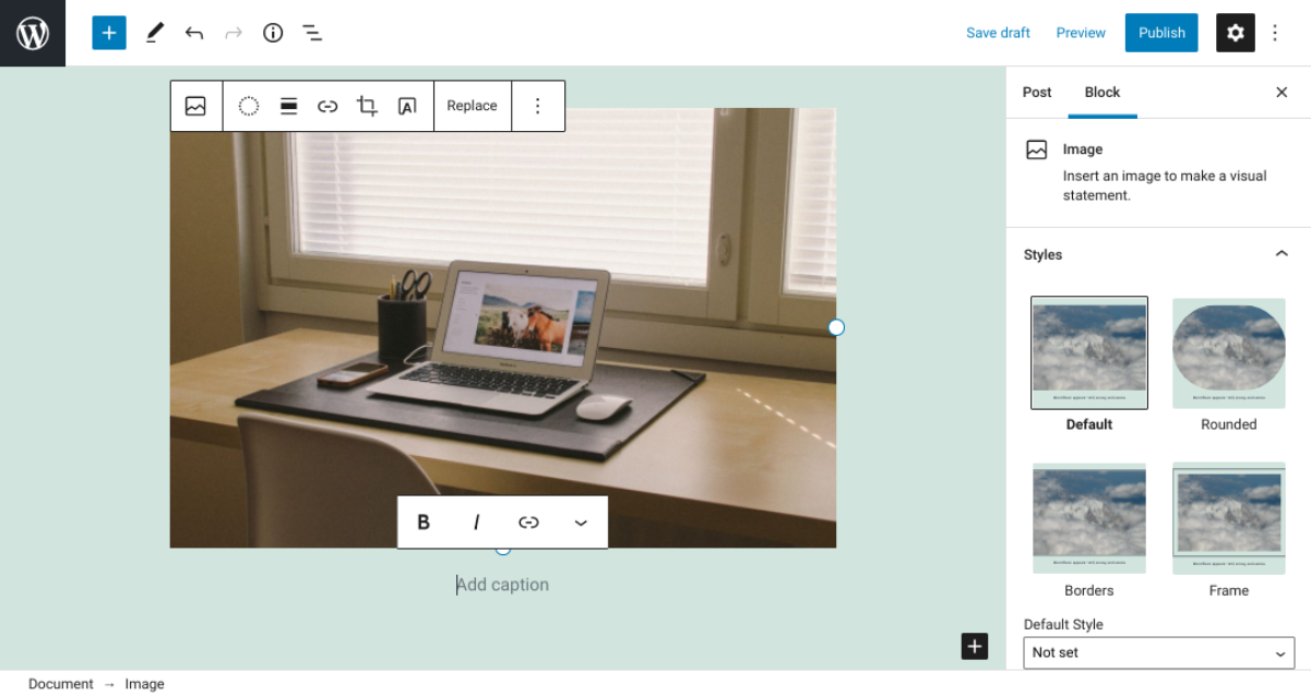 Imagen cargada por Image Block en WordPress.