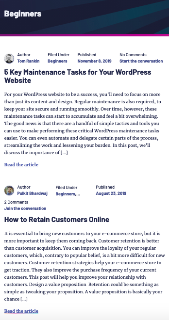 Categoría para principiantes de TorqueMag con artículos diseñados específicamente para principiantes de WordPress