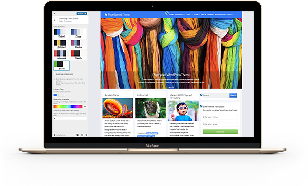 Personalización del usuario del sitio de WordPress creado con el tema de PageSpeed