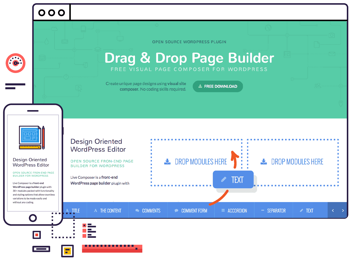 Muestre el sitio de demostración en su computadora y dispositivo móvil usando el generador de páginas Live Composer