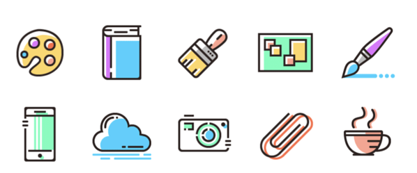 Conjunto de iconos gratis de línea de color