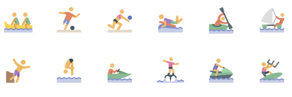 Conjunto de iconos de deportes acuáticos gratis