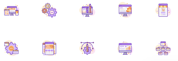 Paquete de iconos gratis para el desarrollo de sitios web.