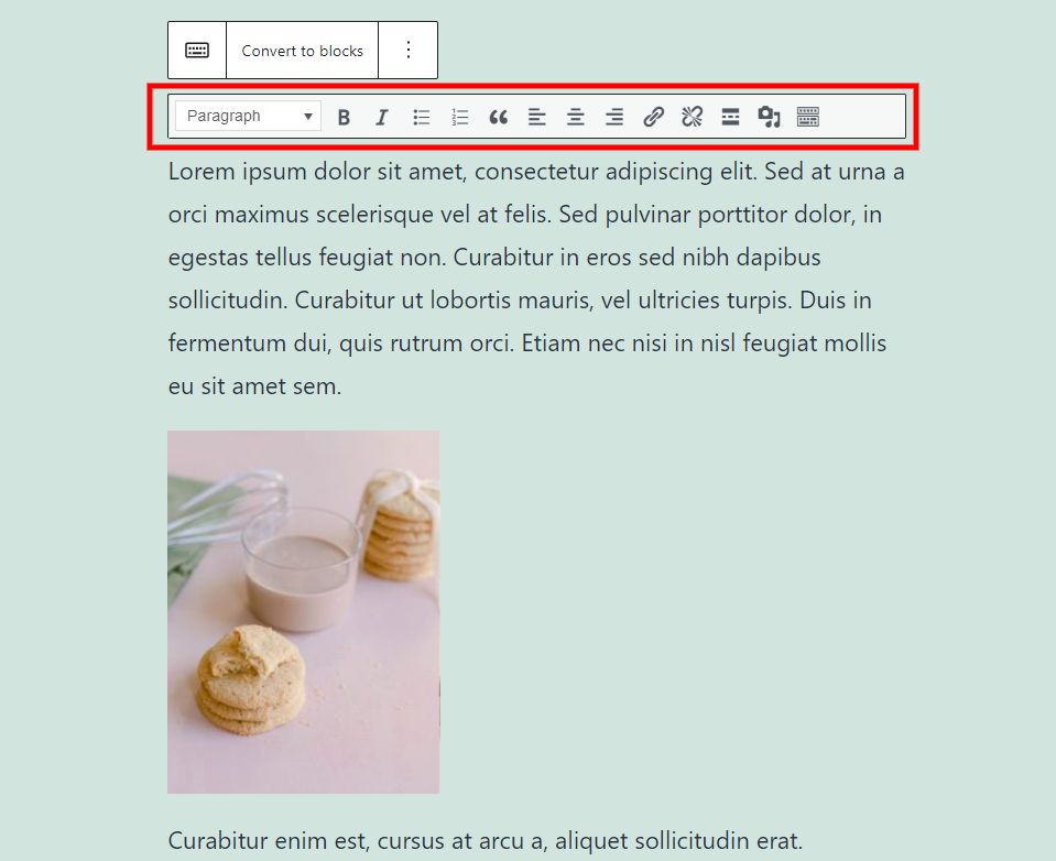 Barra de herramientas de bloque clásico