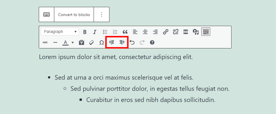 Disminuir Aumentar la sangría