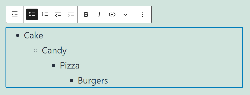 Bloque de lista en acción