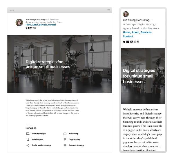 Página de inicio personalizada para el tema de WordPress predeterminado de 2019