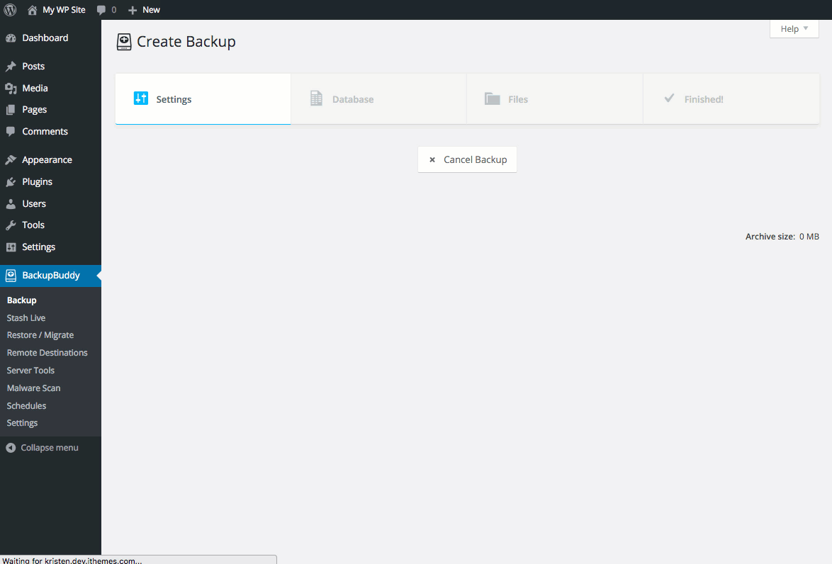 ejemplo de revisión de itemas backupbuddy