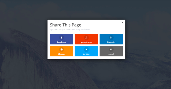 Habilitar la ubicación emergente mostrará botones para compartir en redes sociales, como una ventana emergente en la pantalla del usuario