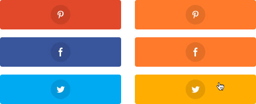 Los botones que reflejan los colores nativos de cada red social se pueden cambiar a colores personalizados antes y después de pasar el mouse por encima