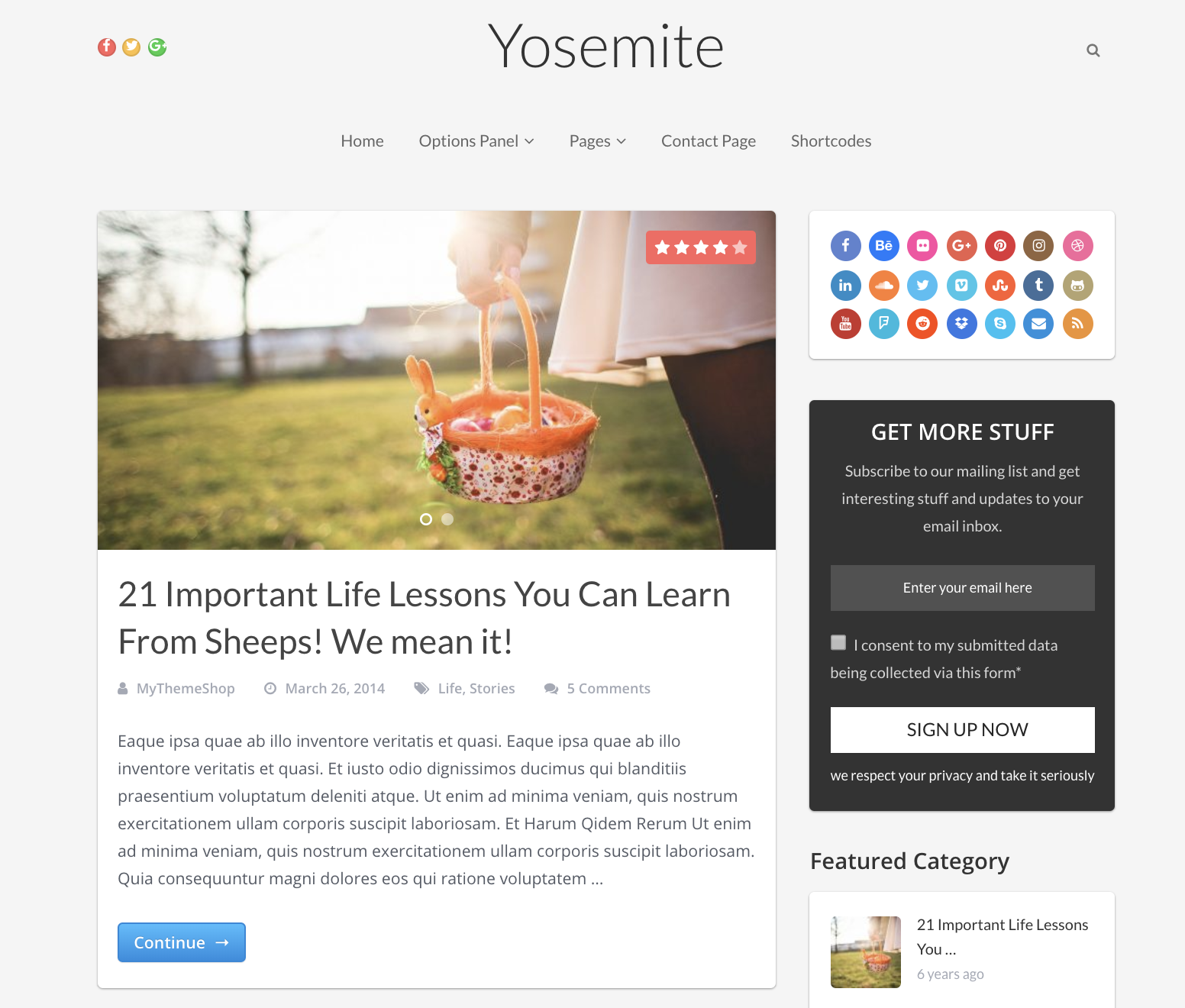 Tema de WordPress de Yosemite