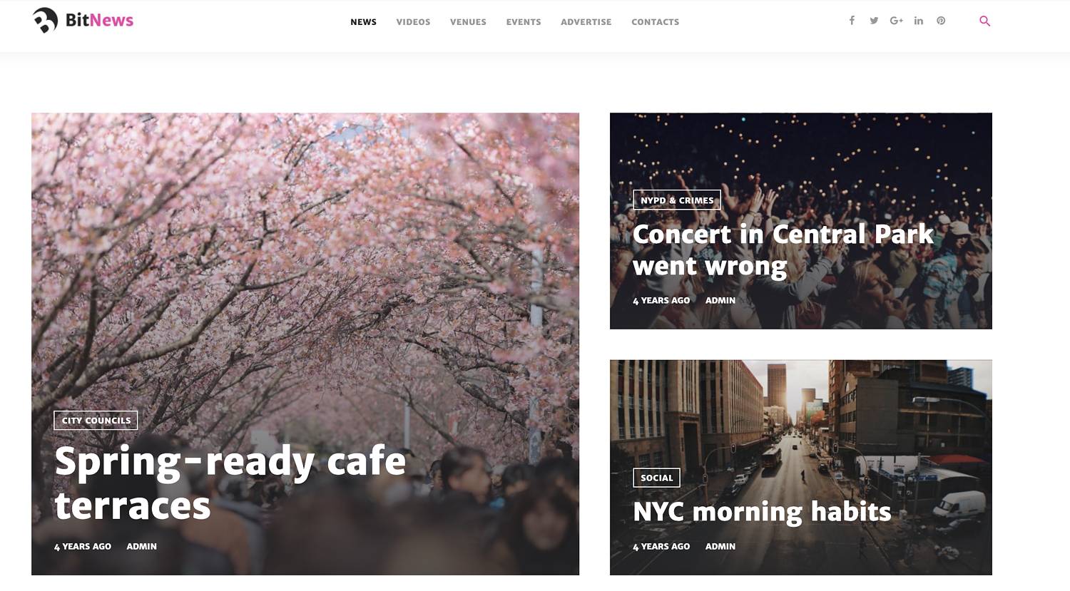 WordPress BitNews arranque TemplateMonster tema