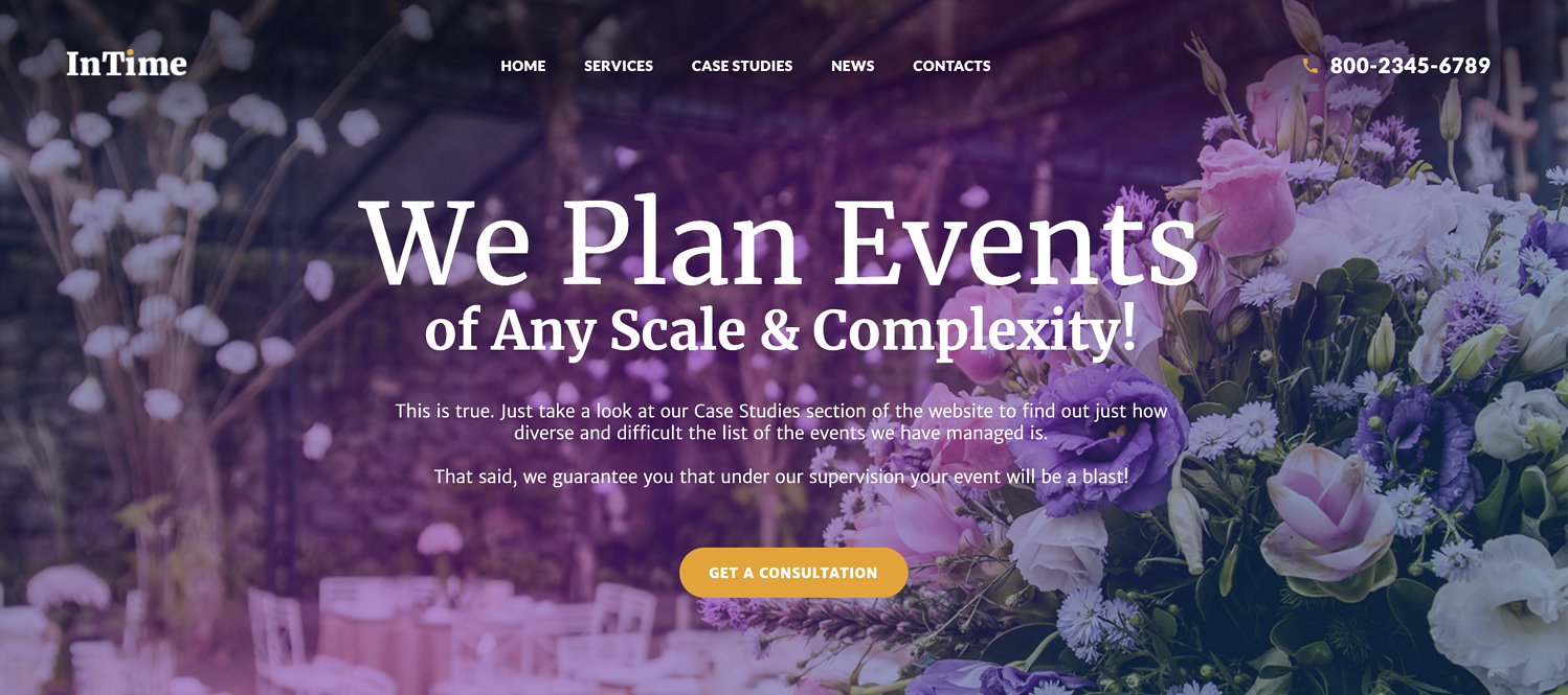 Tema de inicio InTime WordPress TemplateMonster